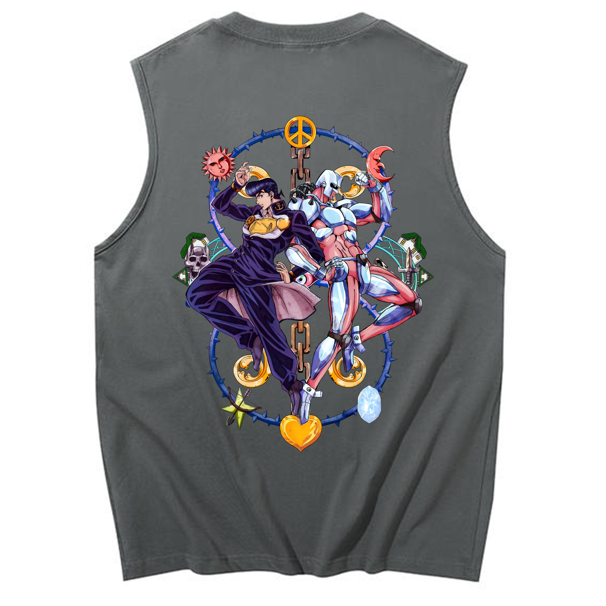 （画像用） ジョジョの奇妙な冒険 ひがしかた じょうすけ JoJo's Bizarre Adventure Higashikata Josuke コットン100％タンクトップ（背面プリント）